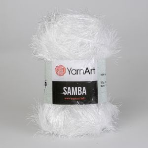 Pletací příze YarnArt SAMBA 01 bílá, efektní, 150g/100m