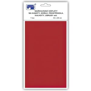 Klasická nažehlovací záplata, textilní bavlněná s nánosem polyetylenu 731-33, červená, 43x20cm