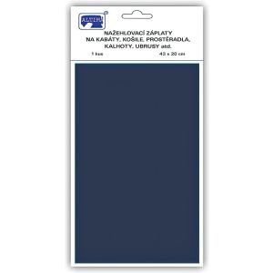 Klasická nažehlovací záplata, textilní bavlněná s nánosem polyetylenu 731-53, námořnická modrá, 43x20cm