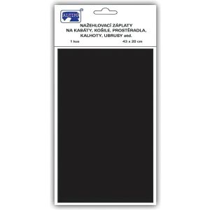 Klasická nažehlovací záplata, textilní bavlněná s nánosem polyetylenu 731-99, černá, 43x20cm