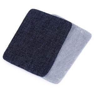 Klasická nažehlovací záplata RIFLOVÁ, textilní bavlněná 740371/3, jednobarevná modrá tmavá, 5,3x7,9cm, 10 kusů v balení