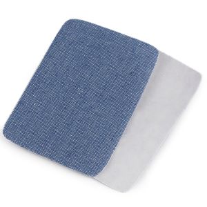 Klasická nažehlovací záplata RIFLOVÁ, textilní bavlněná 740371/4, jednobarevná modrá světlá, 5,3x7,9cm, 10 kusů v balení