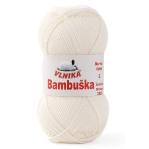 Pletací / háčkovací příze Vlnika BAMBUŠKA 02 smetanová, klasická, bambusová, 50g/205m