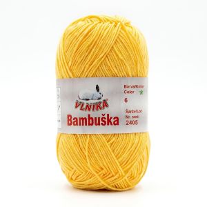 Pletací / háčkovací příze Vlnika BAMBUŠKA 06 žlutá, klasická, bambusová, 50g/205m