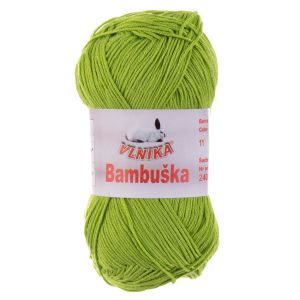 Pletací / háčkovací příze Vlnika BAMBUŠKA 11 zelená, klasická, bambusová, 50g/205m