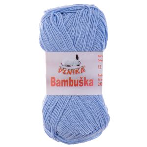 Pletací / háčkovací příze Vlnika BAMBUŠKA 12 modrá, klasická, bambusová, 50g/205m