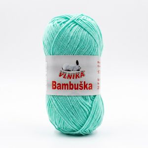 Pletací / háčkovací příze Vlnika BAMBUŠKA 13 mintová, klasická, bambusová, 50g/205m