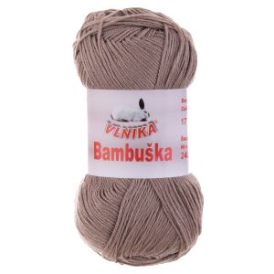 Pletací / háčkovací příze Vlnika BAMBUŠKA 17 kakaová, klasická, bambusová, 50g/205m