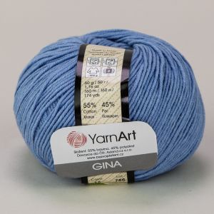 Pletací / háčkovací příze YarnArt GINA / JEANS 15  světle modrá, jednobarevná, 50g/160m