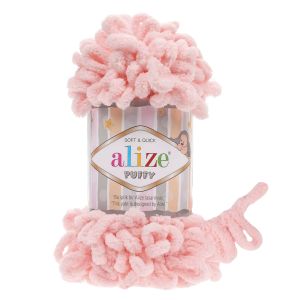 Příze s oky Alize PUFFY pro ruční pletení bez jehlic 340 růžová, efektní, 100g/9,2m
