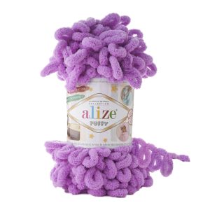 Příze s oky Alize PUFFY pro ruční pletení bez jehlic 378 fialová, efektní, 100g/9,2m