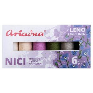 Sada lněných nití LEN EARTH Leno 40/70m, mix barev, návin 70m, 6 kusů v balení