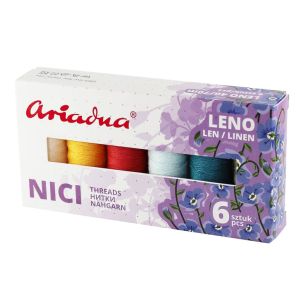 Sada lněných nití LEN SKY Leno 40/70m, mix barev, návin 70m, 6 kusů v balení