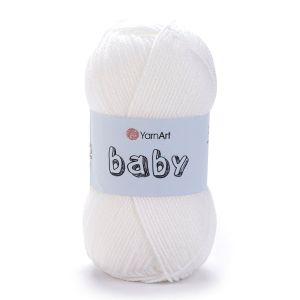 Pletací / háčkovací příze YarnArt BABY 501 bílá, jednobarevná, dětská, 50g/150m
