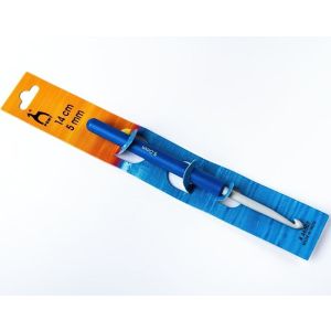 Háček na háčkování PONY, hliník / teflon s plastovou ručkou 46607, velikost 5mm, délka 14cm