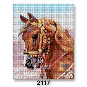 Vyšívací předloha, obrázek na vyšívání 70240/2117,  hlava koně, hnědá, 24x30cm