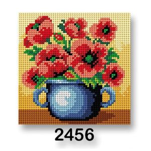 Vyšívací předloha, obrázek na vyšívání 70244/2456, květiny 12, červená, 15x15cm